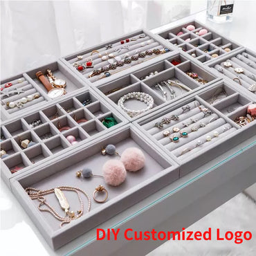 Handmade DIY Jewelry Box Drawer Storage Organizer Soft Velvet Jewelry Tray /6920233842205