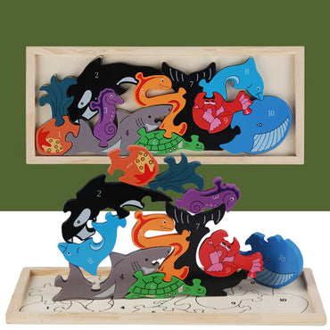 Wooden Puzzle Game With Wooden Illustrations And Farm Animal Design