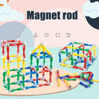 Magnet Stick and Balls construction Magnetic Bars Metal Balls Satisfaction Extreme Pressure Relief Magnetic Games 128 pcs