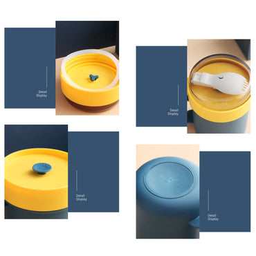 (net) Breakfast Stainless Steel Cup Soup Container Yogurt Mug Snack Cup Microwave with Lid Spoon Mug