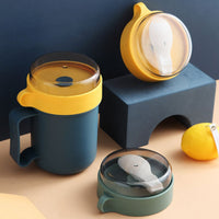 (net) Portable Breakfast  Cup Soup Container Nut Yogurt Mug Snack Cup Microwave with Lid Spoon Mug