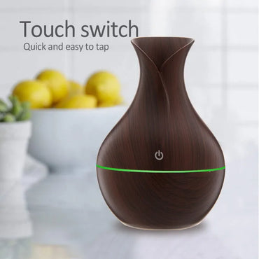 Household Wood Vase Rechargeable Ultrasonic Mute Colorful Humidifier Spray