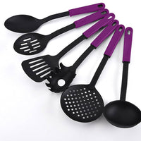 Kitchen Tool Set of 6Pcs - Cookware Spatula, Turner, Ladle, Spaghetti Server, Slotted & Solid Spoon.