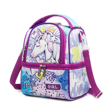 (NET) Kids Lunch Bag Insulated Cooler Bento Bag With Two Compartments School Travel Lunch Tote / 20230319A