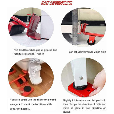 Furniture Lifter Tool & Moving System Kit