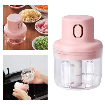 (Net) Electric Mini Garlic Chopper Small Wireless Food Processor Portable Mini Garlic Choppers Blender