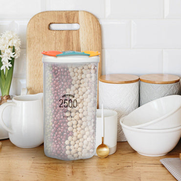 (net) Clear Airtight Cereal Storage Food Container with Lids for Sesame Flour Dry Food 2500ml