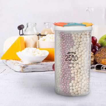 (net) Clear Airtight Cereal Storage Food Container with Lids for Sesame Flour Dry Food 2500ml