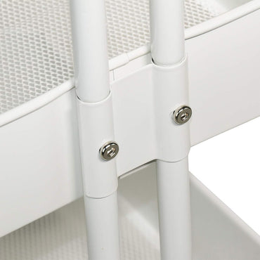 **NET**  3-Tier Metal Rolling Utility Cart with HandleMakeup Cart with Wheels Mobile Storage Serving Organizer for Kitchen Office Bar Salon - White