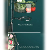 (Net) 4 Layer Round Acrylic Multifunctional Rotary Storage Basket with wheels Transparent Grey