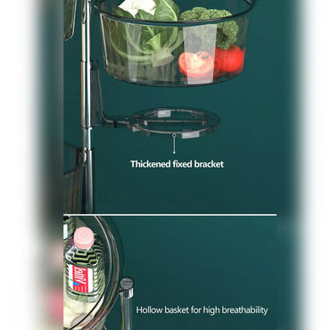 (Net) 5 Layer Round Acrylic Multifunctional Rotary Storage Basket with wheels Transparent Grey