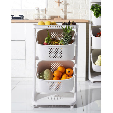 (Net) 4 Layers Kitchen Vegetable Shelf Landing  Fruit Basket Seasoning Toy Storage  With Wheels
