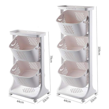 (Net) 5 Layers Kitchen Vegetable Shelf Landing  Fruit Basket Seasoning Toy Storage  With Wheels
