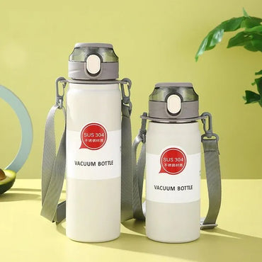 (Net) Stainless Steel Thermal Water Bottle - 600ML Wide Mouth with Handle