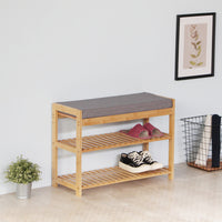 (Net) Grey Bamboo Wooden 2-Layer Shoe Rack - Modern and Affordable Storage Solution / 003876