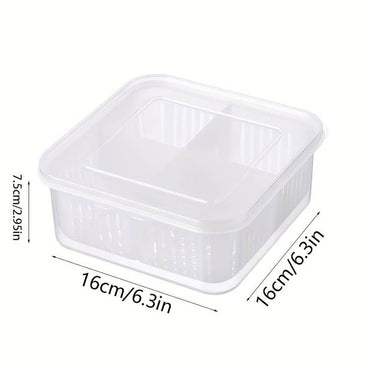 (Net) 4 In 1 Drain Box Refrigerator Fresh Keeping Storage Box Fruit Vegetable Drain Crisper Kitchen Garlic Sealed Container