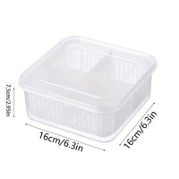(Net) 4 In 1 Drain Box Refrigerator Fresh Keeping Storage Box Fruit Vegetable Drain Crisper Kitchen Garlic Sealed Container
