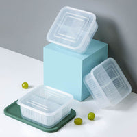 (Net) 4 In 1 Drain Box Refrigerator Fresh Keeping Storage Box Fruit Vegetable Drain Crisper Kitchen Garlic Sealed Container