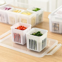 (net) Refrigerator Food Fresh Box 6-in-1 Kitchen Scallion Storage Box Drain Food Storage Containers With lid  For Ginger Garlic Onion