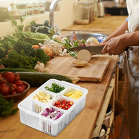 (net) Refrigerator Food Fresh Box 6-in-1 Kitchen Scallion Storage Box Drain Food Storage Containers With lid  For Ginger Garlic Onion