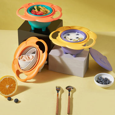 360 Degrees Rotate Baby Bowl Universal Bowl Children Balance Umbrella Bowl Spill-Proof Bowl Tableware Practical Design