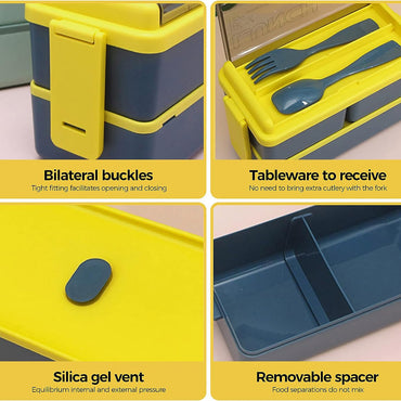 Bento Lunch Box 1400 ml for Adults Kid 4 Compartment Premium Lunch Containers With Spoon & Fork