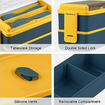 Bento Lunch Box 1400 ml for Adults Kid 4 Compartment Premium Lunch Containers With Spoon & Fork