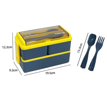 Bento Lunch Box 1400 ml for Adults Kid 4 Compartment Premium Lunch Containers With Spoon & Fork