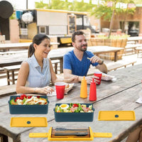 Bento Lunch Box 1400 ml for Adults Kid 4 Compartment Premium Lunch Containers With Spoon & Fork