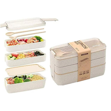 Bento Box Lunch 900ml Box3-in-1 Compartment Bento Lunch Box for Kids and Adults Microwave and Dishwasher Safe