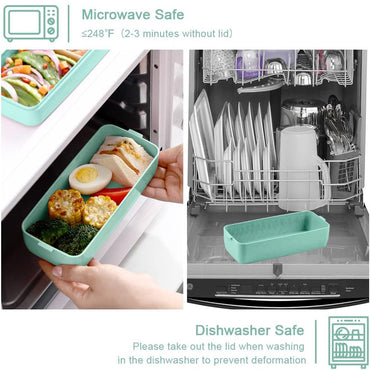 Bento Box Lunch 900ml Box3-in-1 Compartment Bento Lunch Box for Kids and Adults Microwave and Dishwasher Safe