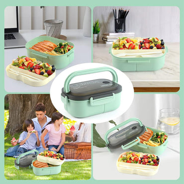 Adult Lunch Box 1200ML Double Layer Lunch Box with Spoon & Fork High Capacity Food Containers