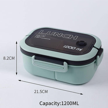 Adult Lunch Box 1200ML Double Layer Lunch Box with Spoon & Fork High Capacity Food Containers