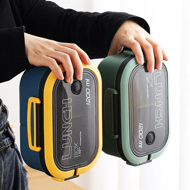 Adult Lunch Box 1200ML Double Layer Lunch Box with Spoon & Fork High Capacity Food Containers