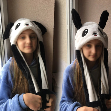 Moving Panda Ears Plush Hat - Perfect for Kids and Adults