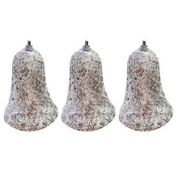 Silver Bell Shaped Christmas Balls Set - Elegant Tree Decorations (3 Pcs)