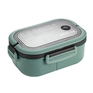 2 Layer Grid Lunch Box Portable Hermetic Children Student Bento Box With Fork Spoon Leakproof Microwavable For School Lunch Box / KR-605