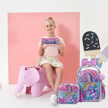 (NET) Mermaid backpack for girls backpack with lunch box Set 3 pcs / 11517-3