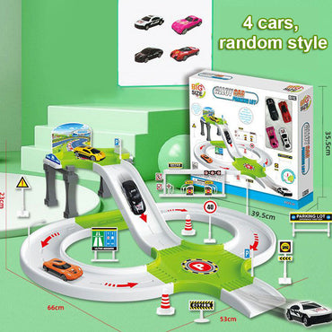 Rail Car Parking Lot Cartoon Sliding Construction Vehicle Set Assembled Car Children's Toy