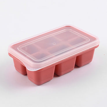 6 Grids Silicone Ice Cube Mould with Lid DIY Soft Bottom Tray