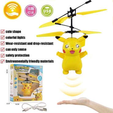 Pokemon Pikachu Induction Aircraft Flying Toy Children Parent-child Outdoor Cool lighting Toys Holiday Christmas Gifts