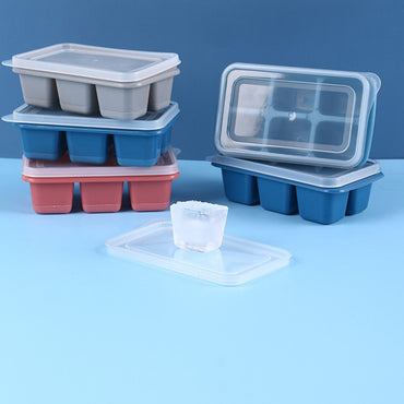 6 Grids Silicone Ice Cube Mould with Lid DIY Soft Bottom Tray