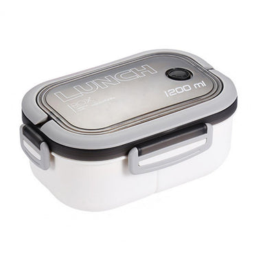 2 Layer Grid Lunch Box Portable Hermetic Children Student Bento Box With Fork Spoon Leakproof Microwavable For School Lunch Box / KR-605