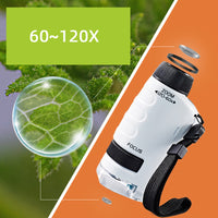 Handheld Microscope Kit Lab LED Light 60X-120X Home School Biological Science Stem Outdoor Toy Kids Gift
