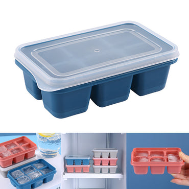 6 Grids Silicone Ice Cube Mould with Lid DIY Soft Bottom Tray