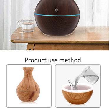 Household Wood Vase Rechargeable Ultrasonic Mute Colorful Humidifier Spray