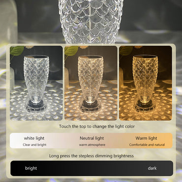 (NET) Crystal Lamp Fish Scale Lamp  LED Rechargeable Touch Night Light  Home Decor Creative Lights
