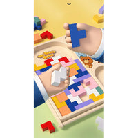 Wooden Tetri Game Console Children Multi-function Educational Logic Three-dimensional Puzzle Puzzle Building Toy