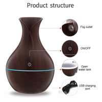 Household Wood Vase Rechargeable Ultrasonic Mute Colorful Humidifier Spray