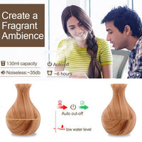 Household Wood Vase Rechargeable Ultrasonic Mute Colorful Humidifier Spray